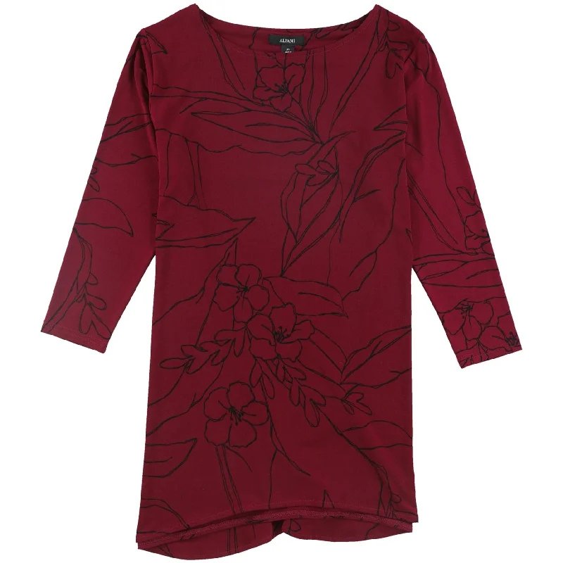 Alfani Womens Floral Swing Pullover Blouse, Red, X-Small