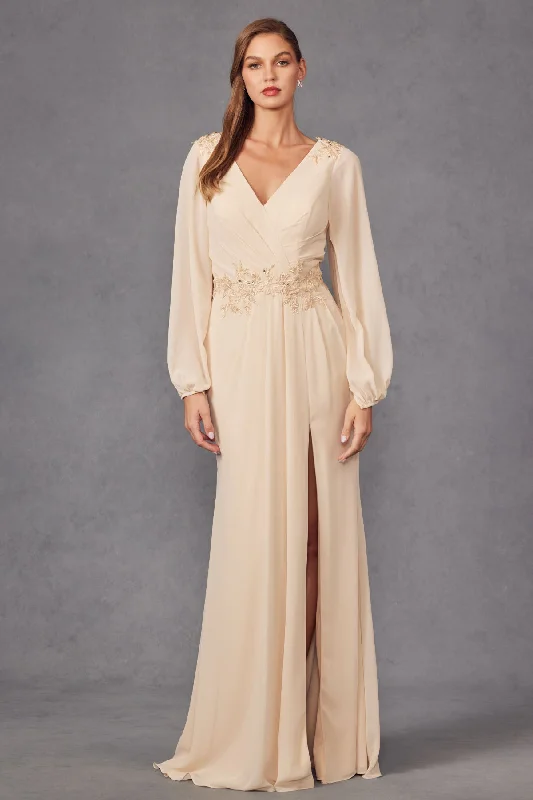 Juliet JTM16A Beaded Long Sleeve Formal Mother of The Bride Dress