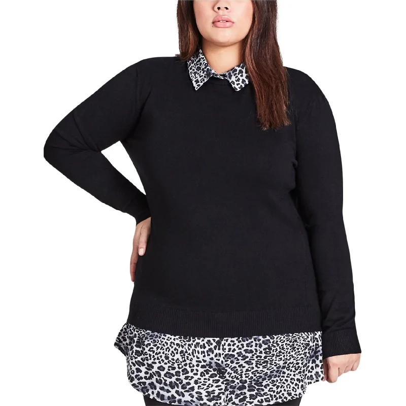 City Chic Womens Snow Leopard Pullover Sweater