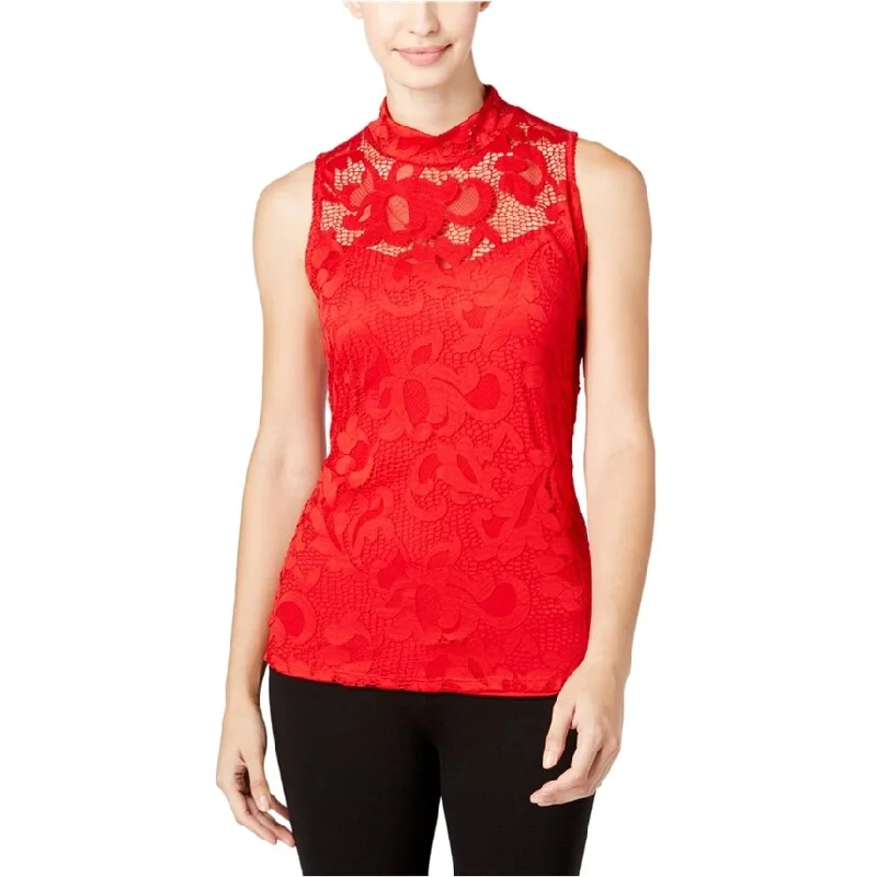 I-N-C Womens Floral Pullover Blouse, Red, Medium