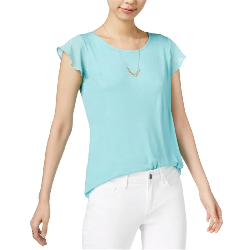 maison Jules Womens Flutter Pullover Blouse, Blue, XX-Small