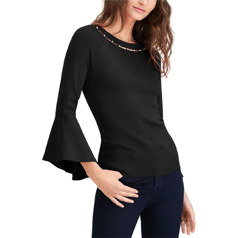 I-N-C Womens Beaded-Neck Pullover Blouse