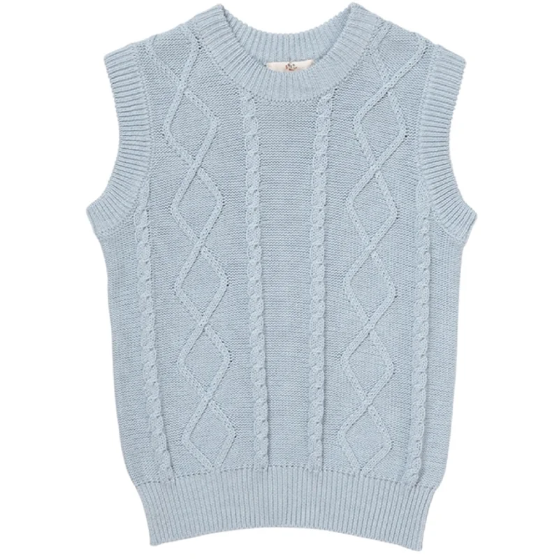 Copenhagen Colors Dusty Blue Cable Knit Vest