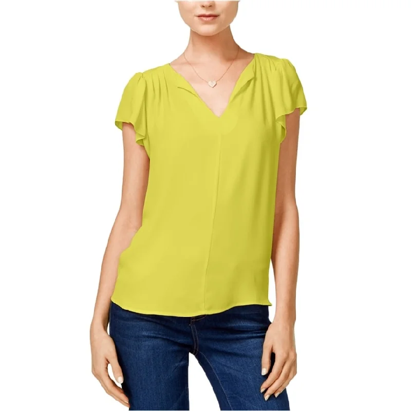 maison Jules Womens Flutter-Sleeve Pullover Blouse, Yellow, XX-Large