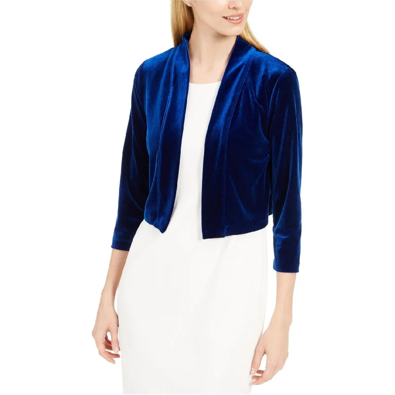 Calvin Klein Womens Velvet Shrug Sweater, Blue, Large