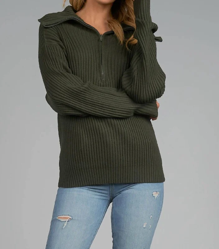 F22 Sweater Zipper In Olive