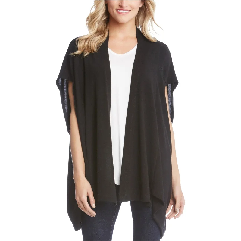 Karen Kane Womens Drape-Front Poncho Sweater, Black, Small