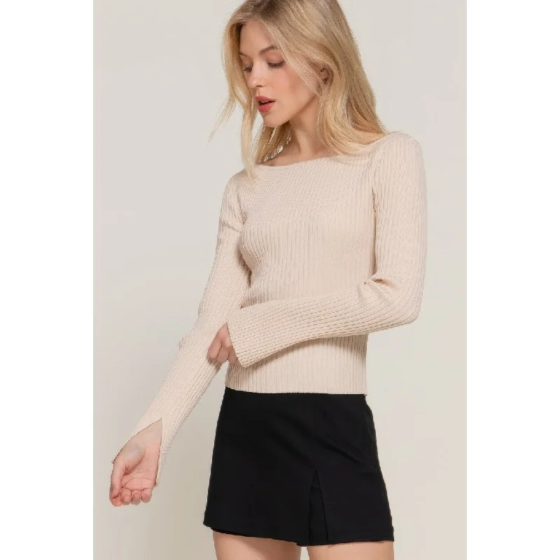 Long Sleeve Boat Neck Sweater