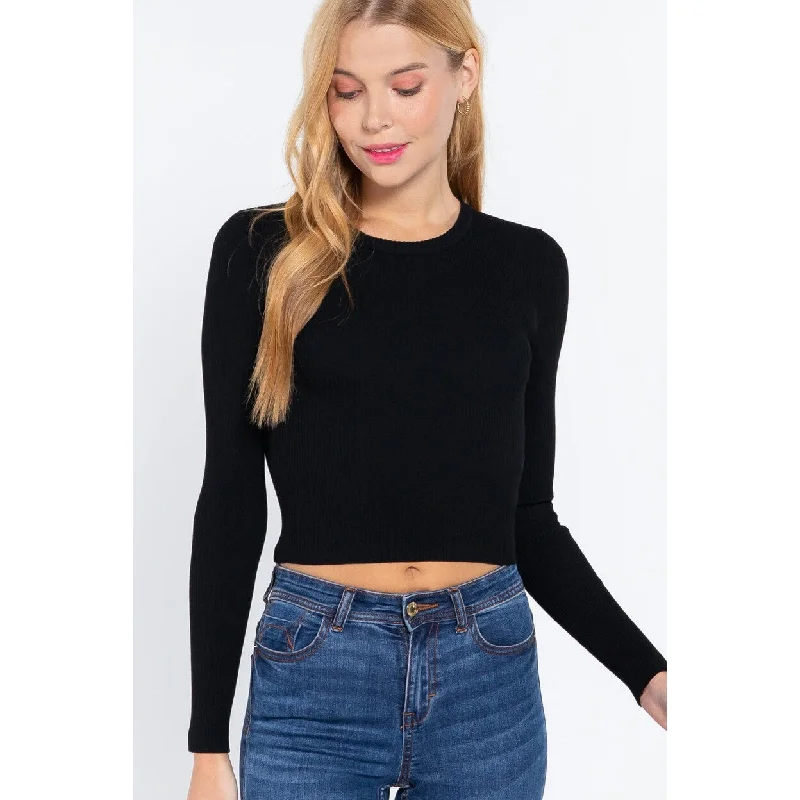 Long Slv Open Back Sweater Top