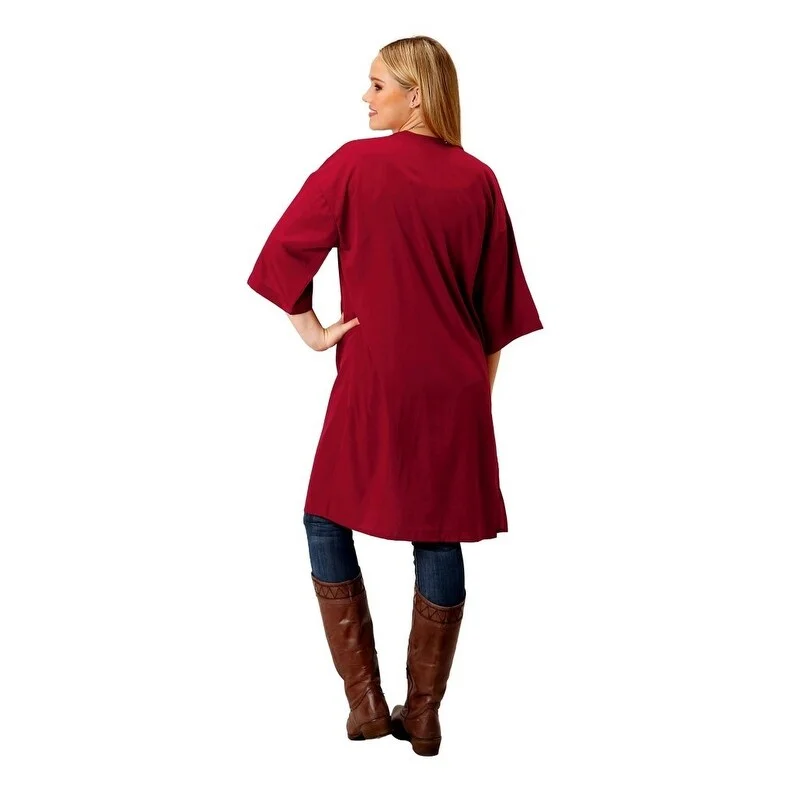 Roper Western Sweater Womens Open Long Rayon Red 03-500-0565-6109 RE