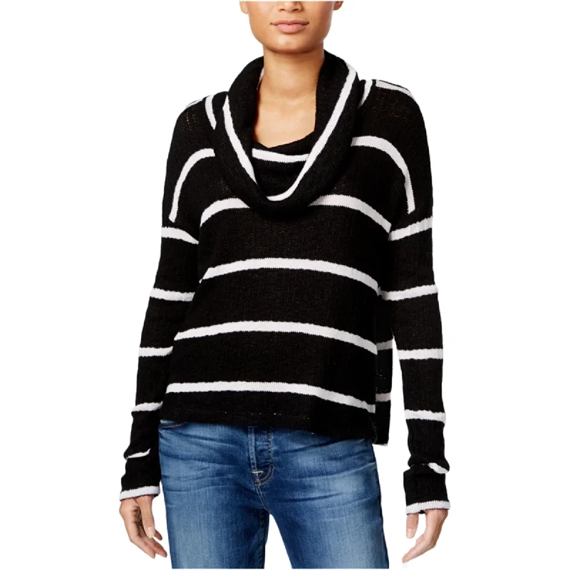 Chelsea Sky Womens Striped Knit Sweater, Black, Small