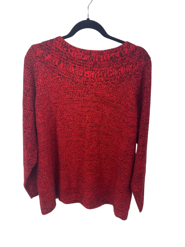 Croft & Barrow Women Size 1X Red Print New With Tags CD Sweater