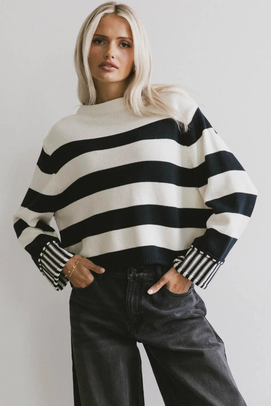 Helena Striped Sweater in Black