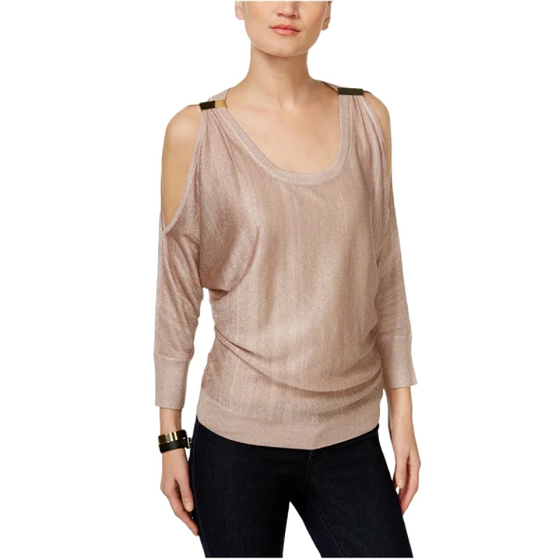 I-N-C Womens Metallic Cold-Shoulder Knit Sweater