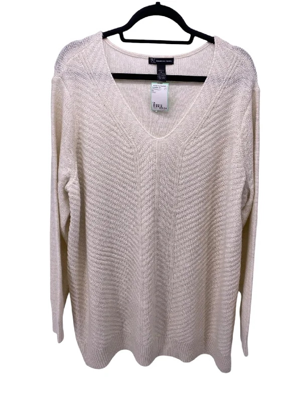 INC Women Size 1X Cream CD Sweater