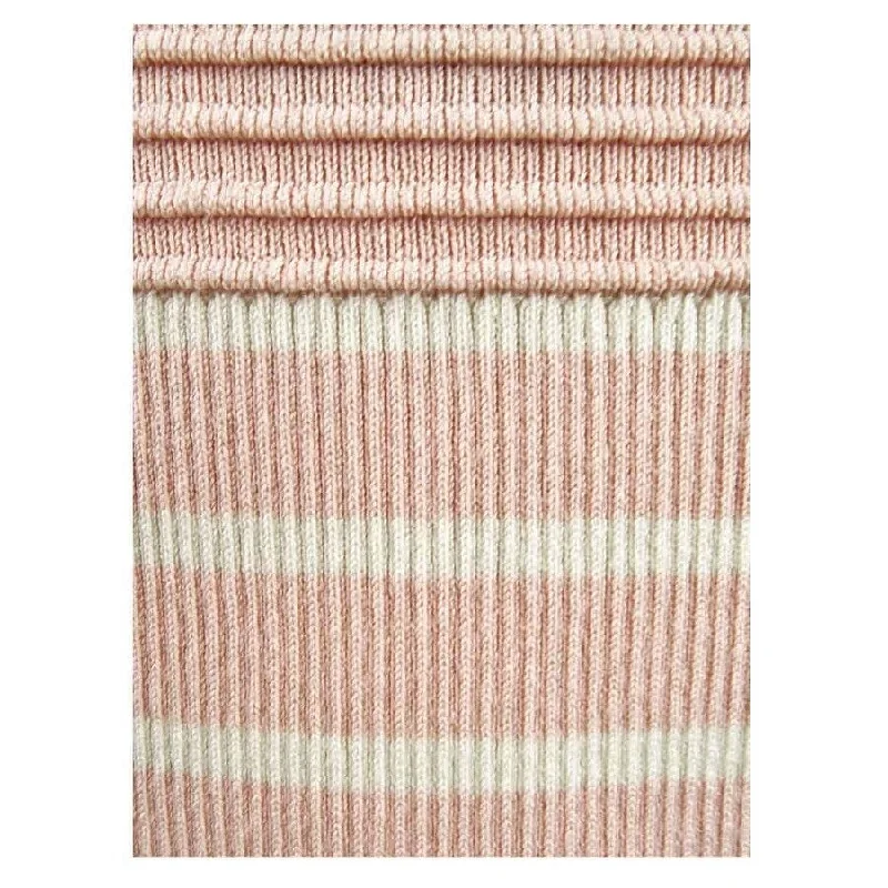 Lauren Ralph Lauren Women's Slim-Fit Stripe Button-Trim Sweater (M, Pink/Cream)