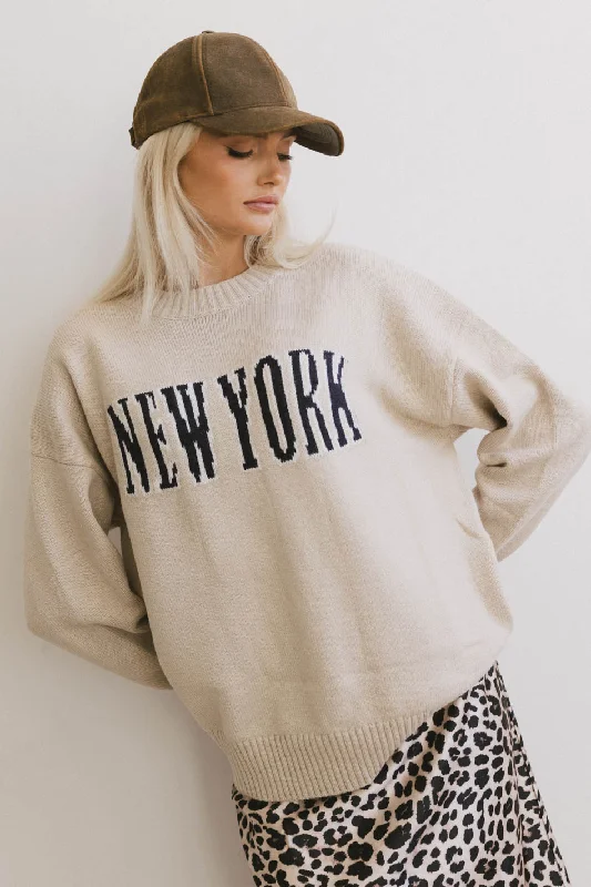 New York Crew Neck Sweater in Cream