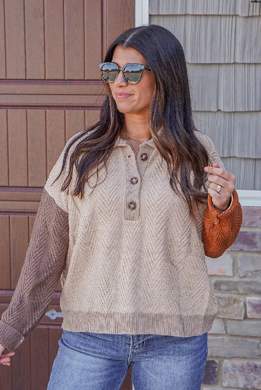 Perfectly Seasoned Oatmeal Colorblock Sweater