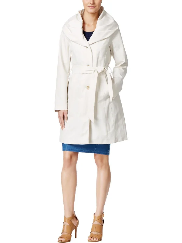 Callie Womens Belted Hooded Trench Coat