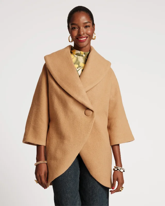 Cocoon Shawl Collar Wool Coat Camel