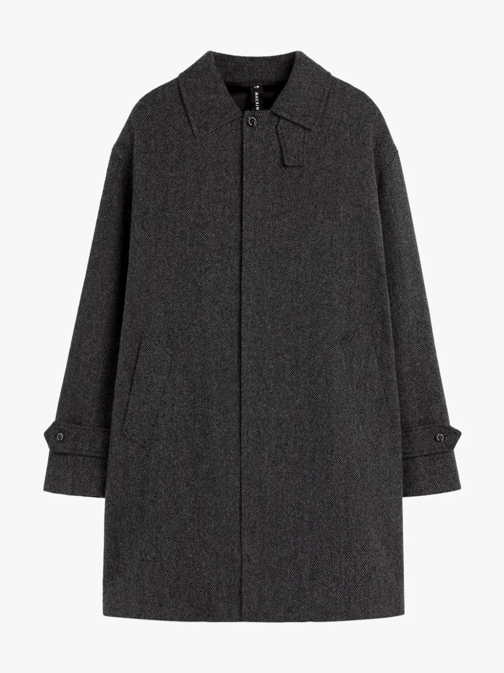 Soho Grey Herringbone Wool Overcoat