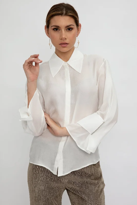 Silk Gauze Shirt in Raffia