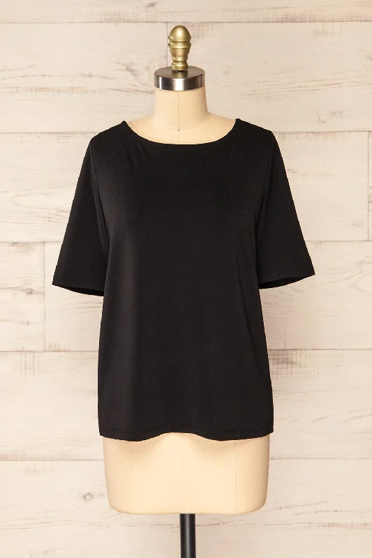 Winston | Black T-Shirt w/ Boat Neckline