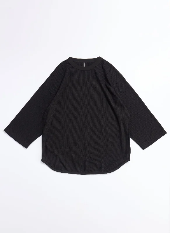 240G Cotton Polyester Waffle Long Sleeve Baseball Top