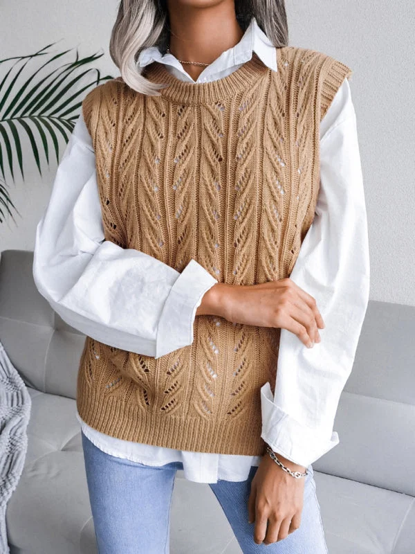 Cable Knit Round Neck Sweater Vest